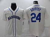 Mariners 24 Ken Griffey Jr. White Nike Thowback Cool Base Jersey,baseball caps,new era cap wholesale,wholesale hats
